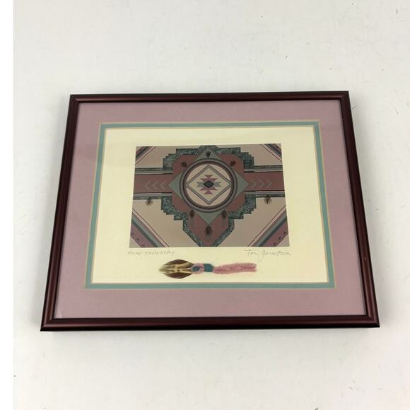 VTG Tori Garretson Mixed Media Hope Tapestry Southwest Wall Art- Signed Framed - Picture 9 of 12